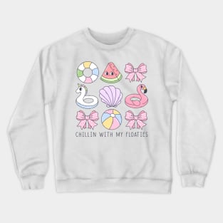 Summer Vibes Chill Time with Floaties and Bows Pool Crewneck Sweatshirt